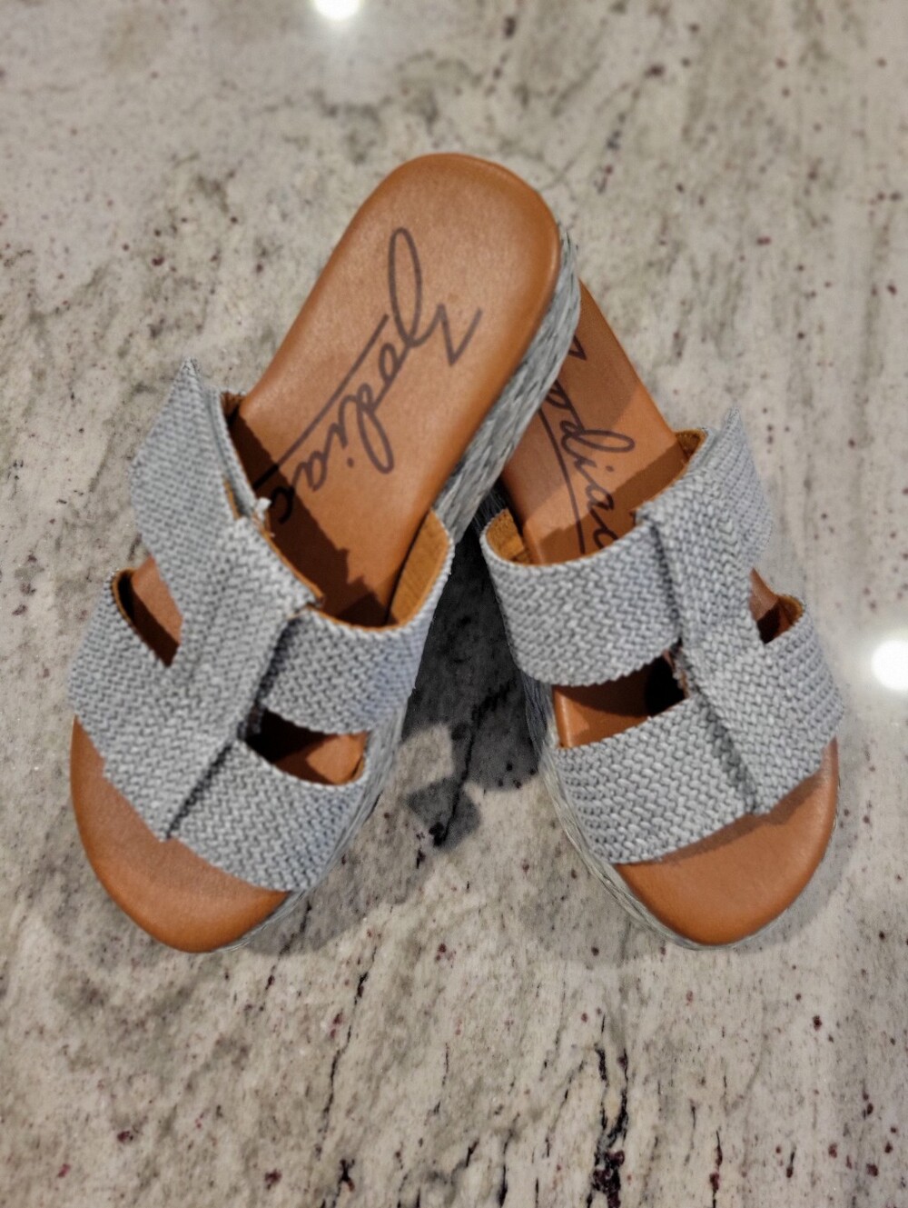 Zodiac SZ 9 GRAY Woven H-Strap Espadrille Platform Slide Sandals, Adjust Close